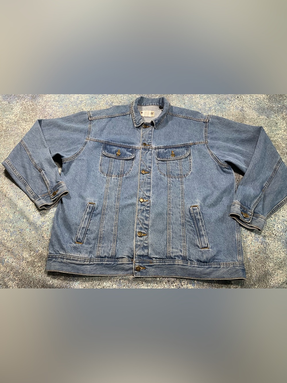 Men’s 2XL Tall Denim Trucker Jacket Wrangler Rugged Wear 2XT Vintage Indigo